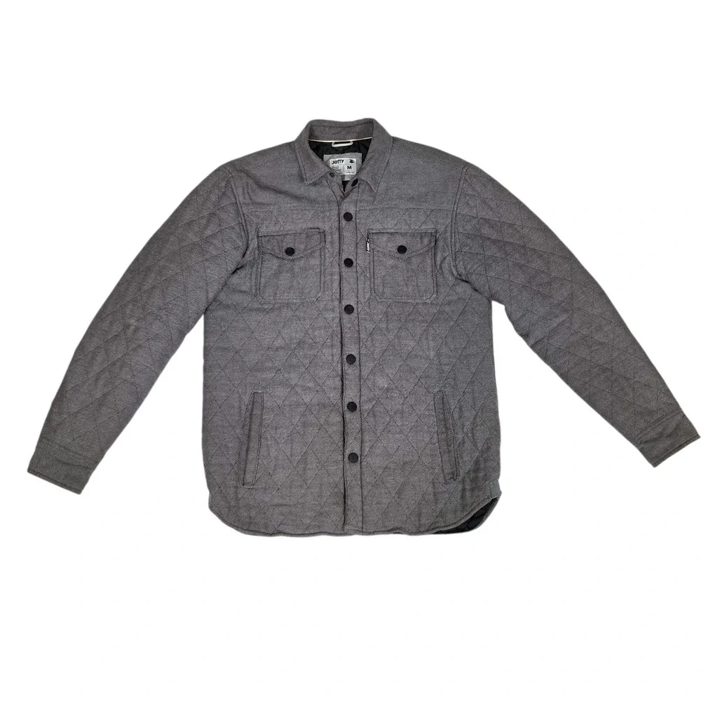 Jetty Mens Quilted Jacket Grey Button Up Outdoor Gray Cold Weather Sz‎ Medium